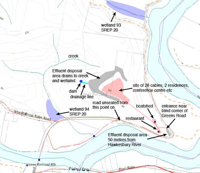 map showing site wetlalnds river dam effluent